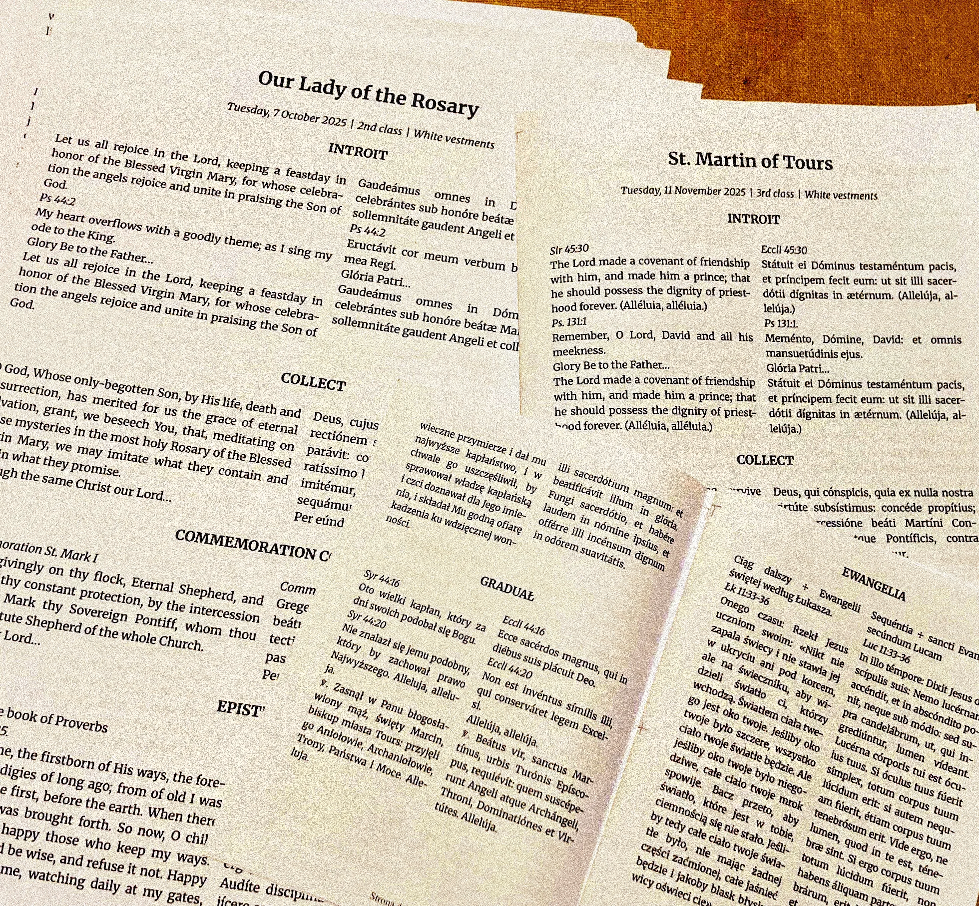 Printed Missale Meum booklet produced from the PDF download
